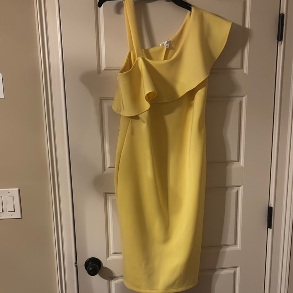 Spense Yellow One Shoulder Cocktail Dress